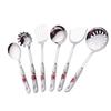 Juego de Utensilios de Cocina de Acero Inoxidable con Mango de Cerámica Pala Cuchara para Sopa Antideslizante Resistente a Altas Temperaturas Anti-quemaduras Cocina Hogar Hotel