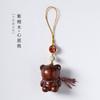 Colgante de cadena para teléfono móvil con diseño de oso de la suerte, original, de madera, hecho a mano, con forma de mascota adorable y creativa que combina con todo.