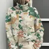 Amazon Temu Estación Independiente Chaqueta Cardigan Suéter de Cuello Alto Estampado Abstracto Camuflaje 3D para Mujer E127