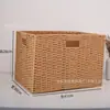 Cesta de Almacenamiento Tejida Caja de Almacenamiento para Escritorio Mesa de Café Caja de Almacenamiento para Ropa y Cosméticos Caja de Almacenamiento de Cesta de Ratán
