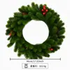 Decoración navideña corona artificial de aguja de pino Norwich con bayas rojas artificiales y piñas para colgar en la puerta