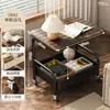 Prateleira de Armazenamento Pequena com Rodinhas Estilo Vento Prateleira de Armazenamento de Lanches de Chão Mesa Lateral de Sofá de Sala de Estar Mesa de Centro Mesa de Cabeceira Prateleira de Armazenamento