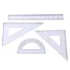 Jintao Papelería Set Estudiantil de Cuatro Reglas Regla Triangular Set de Transportador Acrílico Transparente Mayoreo