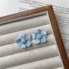Brincos de Tarraxa Populares no TikTok, Moda Francesa Suave, Elegantes, Flor Azul Pintada à Mão para Mulheres, Brincos de Alto Padrão, Luxo Leve
