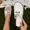 Zapatos de Malla sin Cordones de Verano para Mujer, Planos Casuales Cómodos Transpirables Huecos de Punta Cerrada Medias Zapatillas para Interiores y Exteriores Uso Elegante