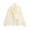Roupas femininas de comércio exterior europeu e americano transfronteiriças ZA, populares no AliExpress, elegante camisa de chiffon com listras prateadas acetinadas para o trabalho