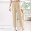 2026 Aliexpress Verão Cintura Elástica Casual Cor Sólida Calças Cigarette Elásticas Verão Slim Cropped Novas Calças Femininas