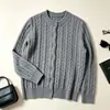 Cárdigan de punto trenzado con cuello redondo para mujer 2026 Otoño Invierno Nuevo Holgado Versátil Adelgazante Color Sólido Ropa de punto Ropa de abrigo Top