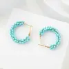 Pendientes florales de cuentas geométricas bohemias en forma de C, pendientes tejidos de personalidad creativa europea y americana, joyería