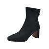 Botines de Tacón Alto para Mujer 2024 Otoño e Invierno Nuevos Combinan con Todo Franceses Cierre Trasero Elegantes Punta Cuadrada Tacón Grueso Botas Delgadas Elásticas