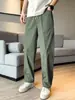 Pantalones Casuales de Pierna Recta con Cordones Estilo High Street para Hombre, Pantalones Finos Juveniles de Moda, Nuevos Pantalones Largos de Tacto Fresco Verano 2026