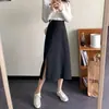 Falda Negra de Media Longitud para Mujer Verano Falda Larga Nuevo Estilo Primavera y Otoño 2026 Adelgazante Cubre Caderas Cintura Alta Abertura Bodycon Falda Corta de Corte A