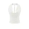Camisole de Alça com Gola Alta Estilo Desejo Puro em Tencel para Mulheres, Design com Cordão, Caimento Justo, Sem Mangas, Costas Abertas