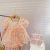 Traje de Verano Ancorelala para Niñas Lindo Top con Flor Estéreo y Mangas Abullonadas y Shorts Conjunto de Dos Piezas