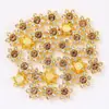 Girassol Estrela Hexagonal Disco Redondo Broca Fivela Feito à Mão DIY Laço Unha Contas Acessórios Adesivos Flor Dupla Camada Strass