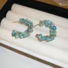 Pendientes Colgantes Redondos de Piedra Natural con Cuentas de Aguja Plateada de Dopamina Pendientes Pequeños Frescos Pendientes Sencillos Versátiles de Moda para Mujer