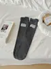 Calcetines holgados de sal marina azul grisáceo para primavera y otoño para mujer, calcetines dulces de estilo coreano a rayas florales de media pantorrilla, estilo fino y transpirable con bordes rizados