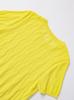 Suéter delgado de punto liso de manga corta con textura ondulada amarilla de cuello redondo para mujer, verano, estilo europeo y americano, nuevo transfronterizo
