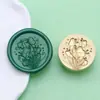 Nueva Serie de Plantas Verdes Talladas Multicapa Flor Margarita Peonía Mariposa Flor Amor Sello de Cera Sello de Cobre Venta al por Mayor