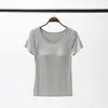 Camiseta de Manga Corta con Almohadillas en el Pecho para Mujer, Ropa de Casa de Verano, Lencería sin Sujetador, Copa de Sujetador, Todo en Uno, Sin Aro de Metal, Se Puede Usar Afuera