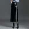 Saia de couro lisa, saia midi justa ao corpo para mulheres, nova moda outono 2026, cintura alta, modeladora, versátil, saia reta de comprimento médio
