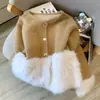 Elegante y a la moda abrigo corto blanco de retazos de felpa estilo francés para mujer, nueva colección de otoño