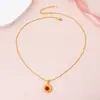 Conjunto de Brincos e Colar de Girassol Light Luxury para Mulheres, Conjunto de Margaridas Versátil de Alta Qualidade Retro de Nicho