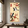 Nova pintura decorativa estilo chinês "Alegria na Flor de Ameixa", versão vertical sem furos para hall de entrada, sala de estar, escritório, com a imagem auspiciosa de flores de ameixa vermelhas