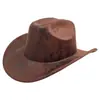 Sombrero de Vaquero Vintage Desgastado, Sombrero de Ala Ancha Estilo Western, Accesorio de Moda para Viajes al Aire Libre, Sombrero Británico para Hombre