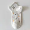 Calcetines Cortos de Lunares para Mujer, Estilo Delgado de Verano, Bordado de Animales de Dibujos Animados, Rayados, Lindos, Versátiles, Calcetines de Media Pantorrilla para Niñas