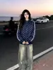 Sudadera de Marca de Moda Estilo Americano a Rayas con Cuello Alto y Estampado de Estrellas para Mujer, Chaqueta Deportiva Casual Otoño e Invierno, Novedad Otoño 2026