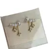 Prata Banhada a Ouro Real 18k Agulha de Prata Pingente de Zircônia Brincos de Pérola Stud 2026 Brincos Super Bonitos Leves Luxo Sensação de Alto Padrão Joias para Orelha