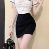 Conjunto Reductor de Edad para Ropa de Trabajo de Masaje y Terapia de Pies Estilo Diosa de la Moda Elegante Ropa de Trabajo para Técnico de Baño de Pies Falda de Cintura Alta para Mujer