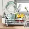 Estante de Secado y Almacenamiento Extraíble para Platos de Cocina Mesa Lateral para Fregadero Doméstico Caja de Almacenamiento para Vajilla y Palillos