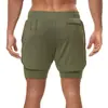 Shorts Esportivos Queimam Músculos Masculino Camada Dupla Combinação de Cores Toalha Pendurada Fitness Corrida Respirável Cor Sólida Calças Amazon
