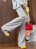 Pantalones Acampanados Grises con Forro de Felpa Otoño/Invierno 2026 para Mujer, Holgados Casuales Diarios para el Trabajo, Deportivos, Adelgazantes, Pantalones de Yoga