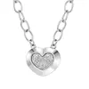 Plata Antigua Transfronteriza Europea y Americana Retro Elegante Simple Alambre de Plata Corazón de Melocotón Diamante Cadena Cruzada Hebilla de Ot Collares Joyería