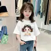 Moda de Verão 2026 para Crianças Maiores, Camiseta Estilosa de Manga Curta para Meninas, Blusa Casual Soltinha de Algodão Puro