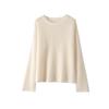 Outono e Inverno novo suéter de caxemira manga comprida renda francesa pescoço redondo cor sólida oco blusa feminina commuter elegante