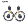 WT-E714 Diseño de Alta Gama Lujo Ligero Anillo Grande para Mujer Pendientes de Piedra Natural Pendientes Pequeños de Gota de Agua Hechos a Mano Pendientes Europeos y Americanos