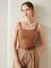 Suéter de cachemira pura para mujer con escote cuadrado, top interior sin mangas, diseño ajustado, suave y amigable con la piel, se puede usar como capa exterior