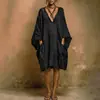 2026 Verano Nuevo Transfronterizo Europeo y Americano Vestido Casual de Moda para Mujer Manga Murciélago Holgado