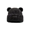 Touca Chapéu de Inverno Grossa de Pelúcia Quente Ursinho Fofo, Chapéu de Tricô para Outono e Inverno com Circunferência da Cabeça Grande