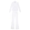 [En Stock] Conjunto de Pantalones Acampanados y Chaqueta de Forro Polar, Abrigo de Manga Larga para Mujer de Corte Ajustado, Ropa Deportiva Elástica para Yoga