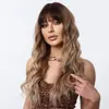 Pelucas Transfronterizas Europeas y Americanas, Rizos de Lana Sintética de Alta Temperatura, Cabello Largo Rizado Esponjoso, Peluca de Cabeza Completa de Onda de Agua Multicolor para Mujeres