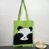 Bolsa de Tricô Ins Desenho Panda Feminina Bolsa de Mão Fashionável para Carregar na Mão Grande Capacidade Bolsa de Ombro Bolsa Transversal Bolsa