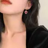 Aretes de Encaje con Zirconia en Forma de Corazón con Goteo de Aceite Galvanizados en Oro Verdadero, Pendientes Retro de Alta Gama Sencillos, Pendientes de Moda para el Trabajo para Mujer