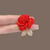 Broche Rosa Vermelha para Mulheres, Insígnia Literária Retro Personalizada, Camisa Social, Corsage de Flor, Acessórios Decorativos de Lapela