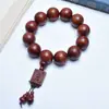 Pulsera de Cuentas de Oración Budista de Madera Más Vendida, Palo de Rosa Hoja Pequeña, Sándalo Verde Fragante, Colgante Cuadrado de Palo de Rosa Amarillo, Fabricante de Transmisiones en Vivo, Venta al por Mayor de Artículos Culturales y Artísticos