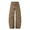 Pantalones de trabajo JIAMU estilo americano de alta costura con estampado de tigre plisados y curvos, unisex, estampado animal, holgados de pierna ancha, casuales, largos